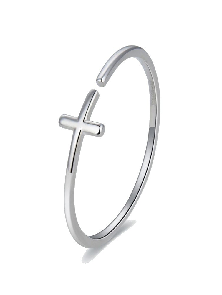 MOISS Minimalistický stříbrný prsten pro ženy Křížek R0002585-P 54 mm