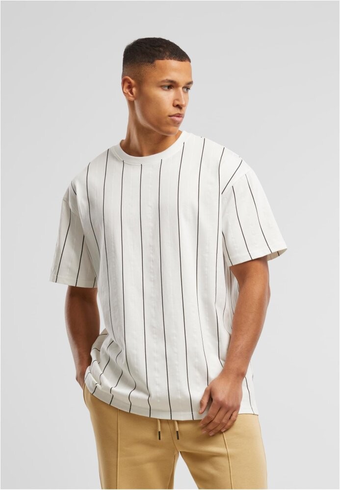 Printed Pinstripe Tee - offwhite/white/black L