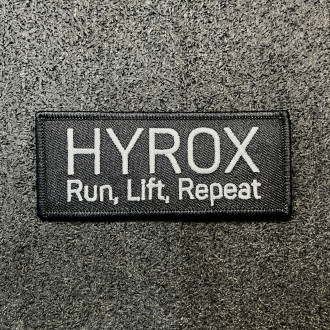 Workout Nášivka HYROX se suchým zipem - Run, Lift, Repeat - bílý nápis WOR539