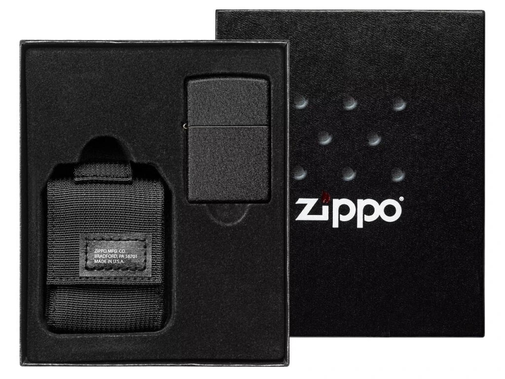 Zippo® sada zapalovač Black Crackle™ a taktické pouzdro Molle Black
