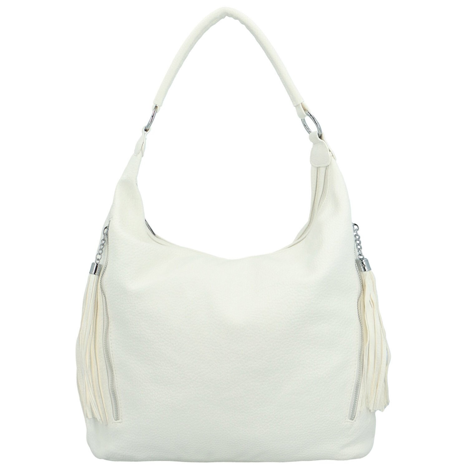 Módní dámská koženková kabelka na rameno Tiagos, bílá