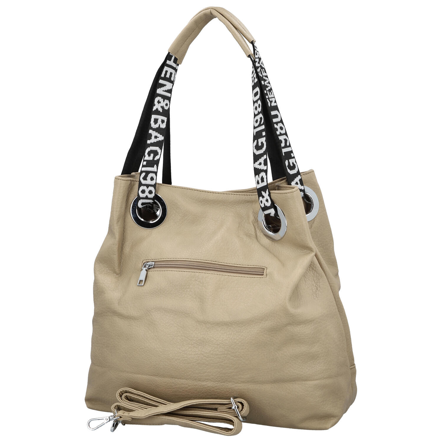 Módní dámská koženková kabelka na rameno Žanet, béžová