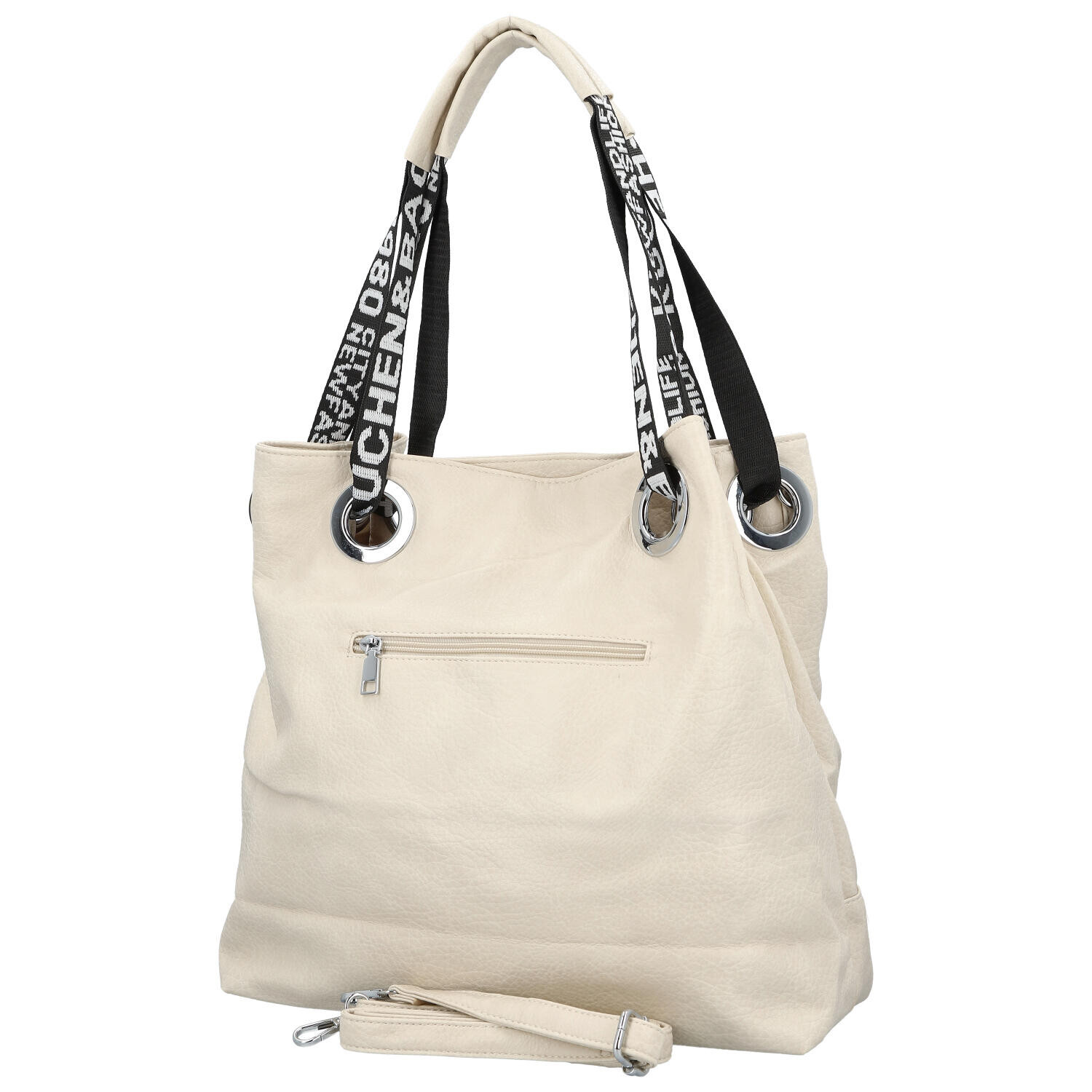 Módní dámská koženková kabelka na rameno Žanet, krémová