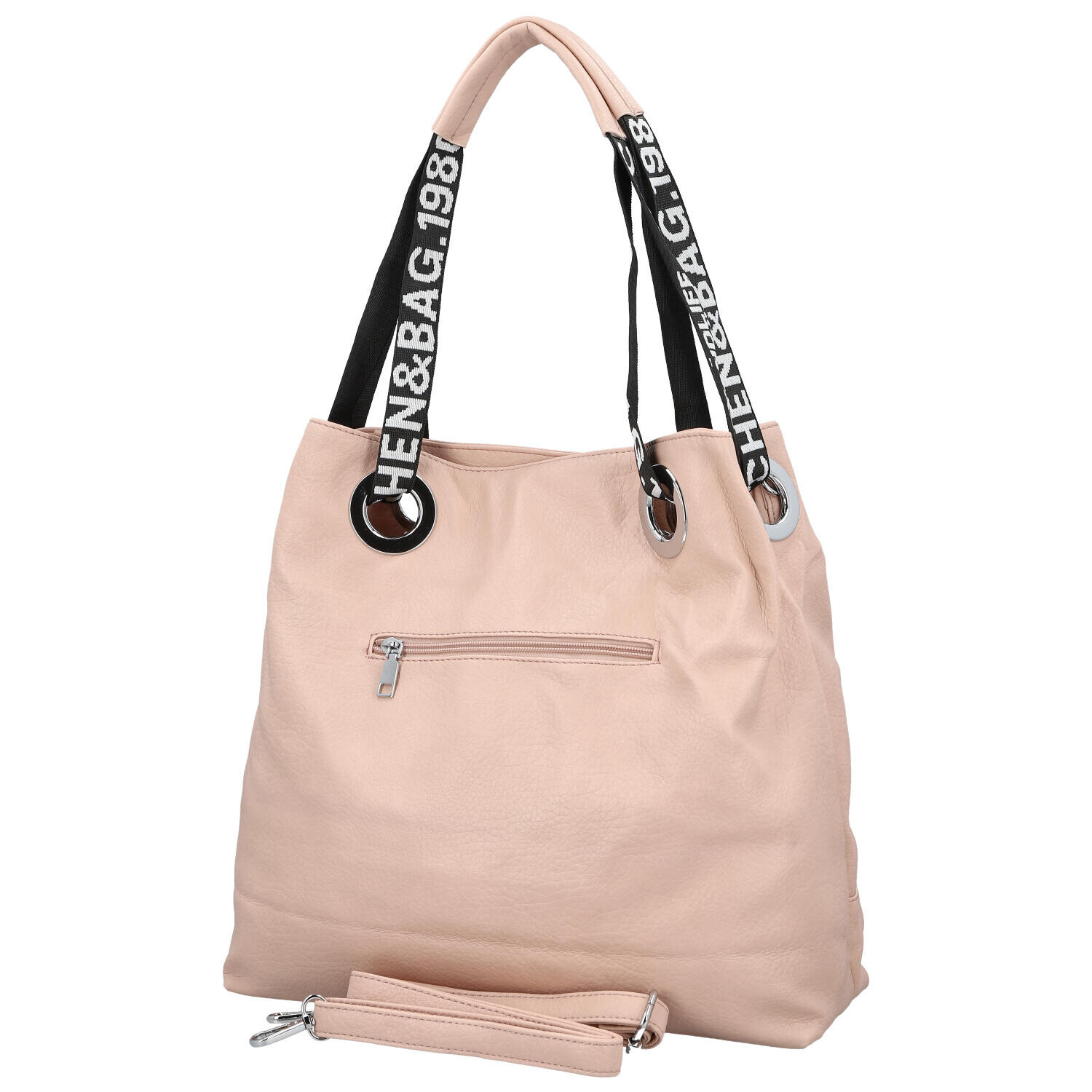 Módní dámská koženková kabelka na rameno Žanet, světle růžová