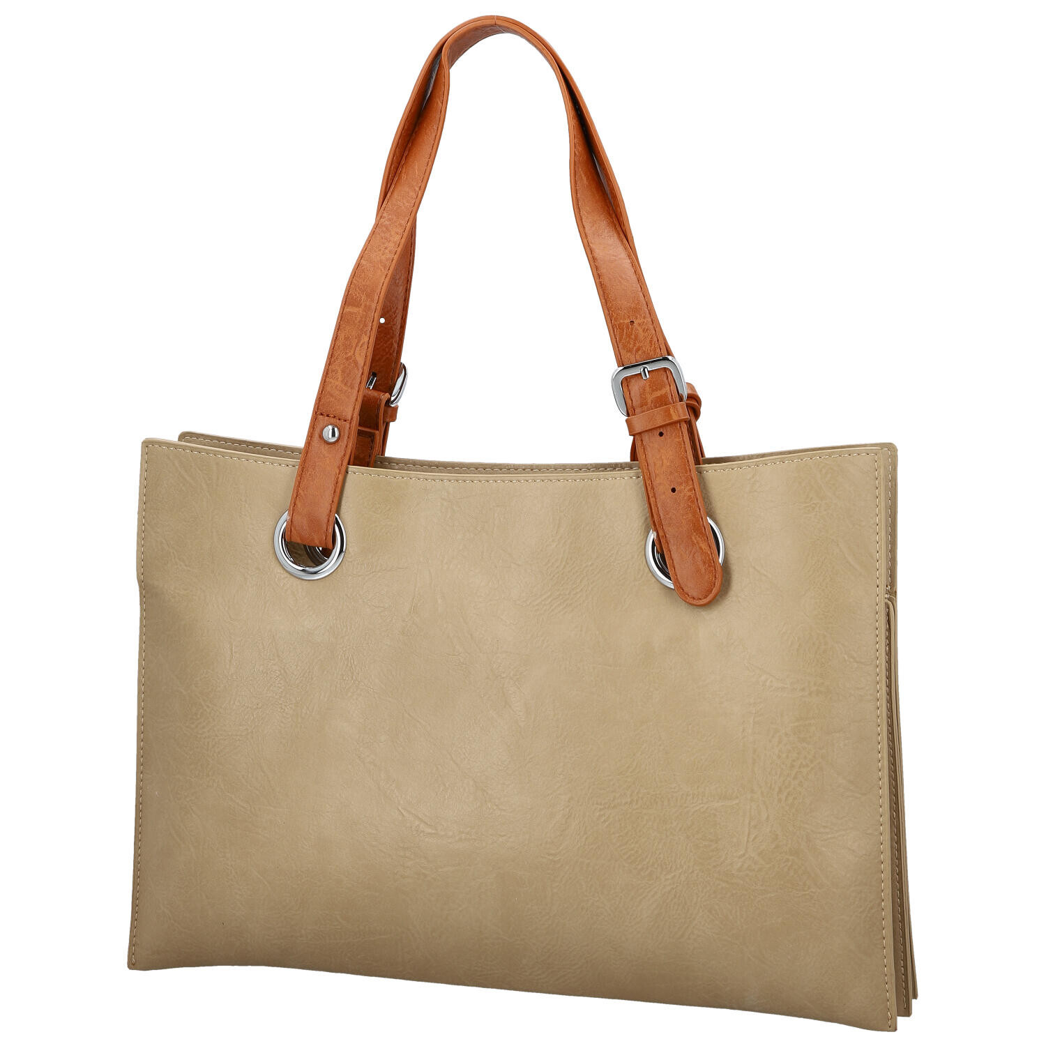 Trendy dámská koženková kabelka na rameno Valika, béžová