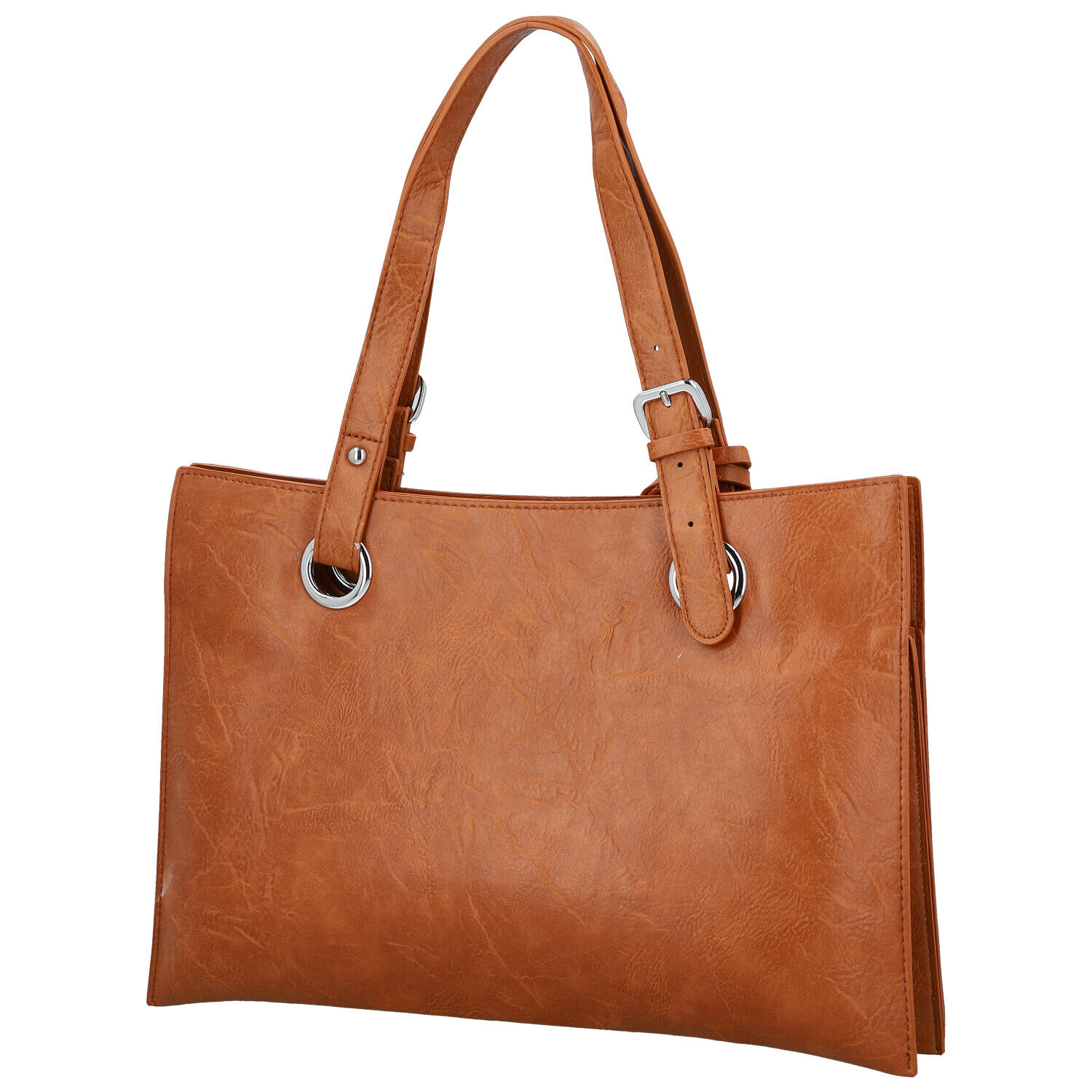 Trendy dámská koženková kabelka na rameno Valika, hnědá