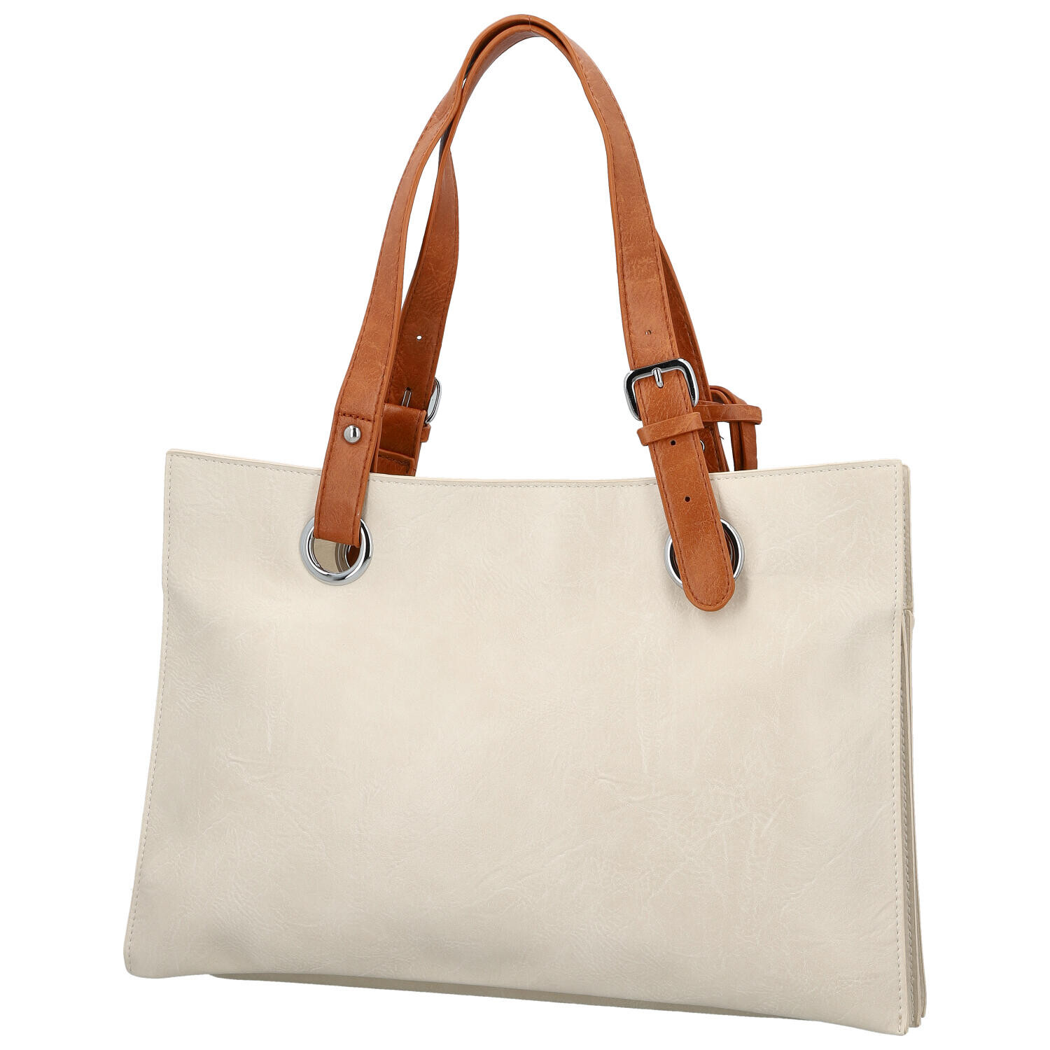 Trendy dámská koženková kabelka na rameno Valika, krémová