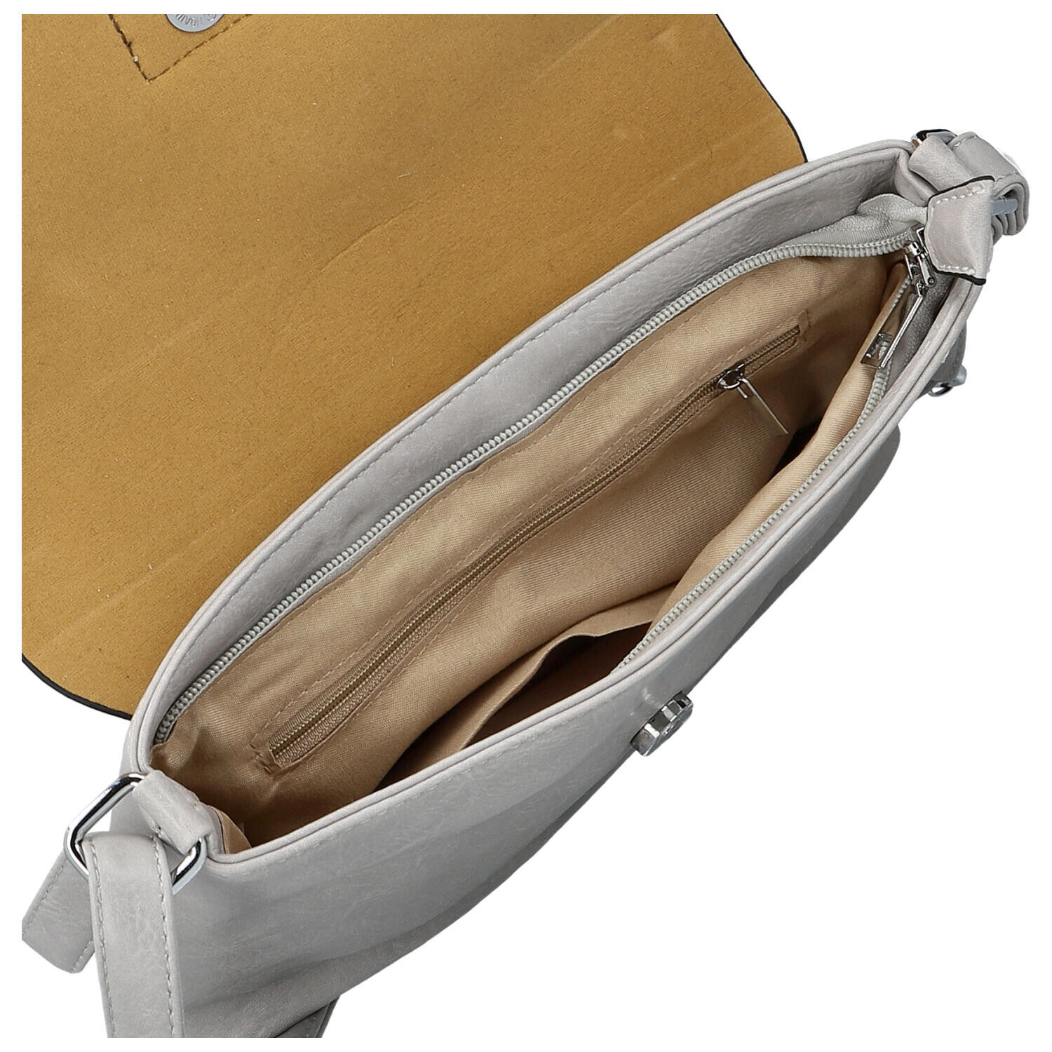 Trendy dámská koženková crossbody kabelka Derika, světle šedá