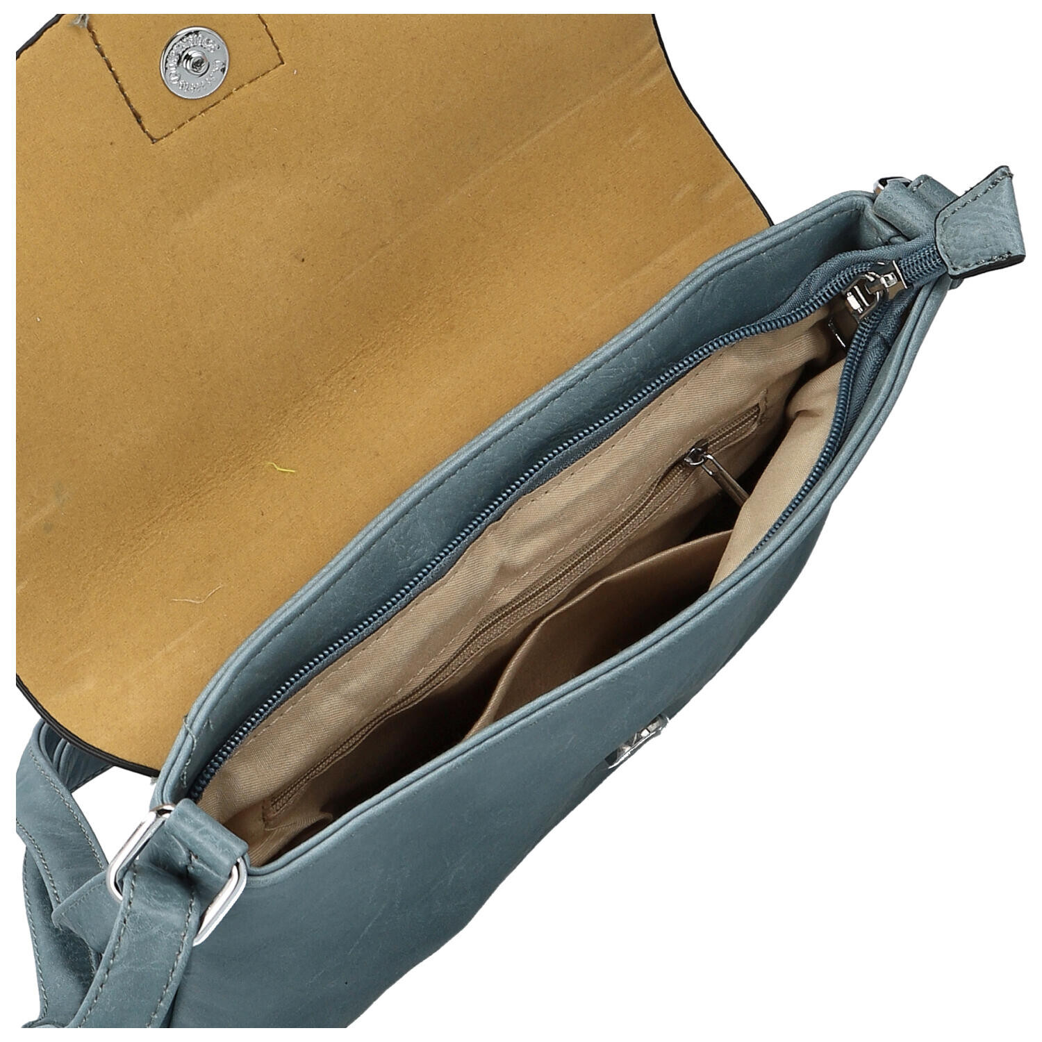 Trendy dámská koženková crossbody kabelka Derika, džínově modrá