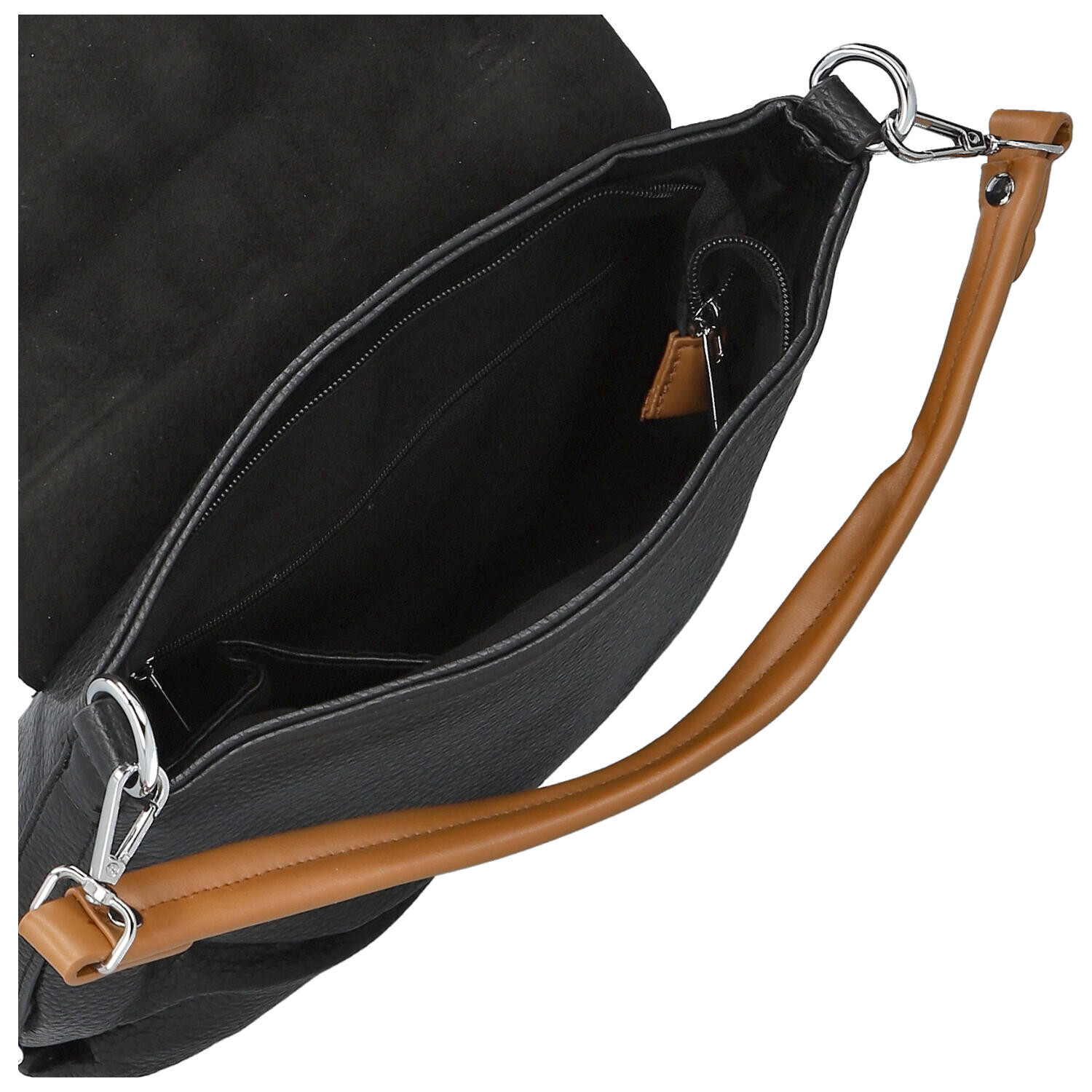 Trendy dámská koženková crossbody kabelka Naiara, černá