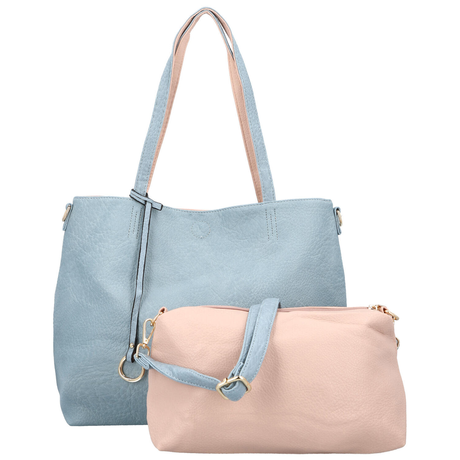 Módní koženkový set kabelek Maricela, světle modrý