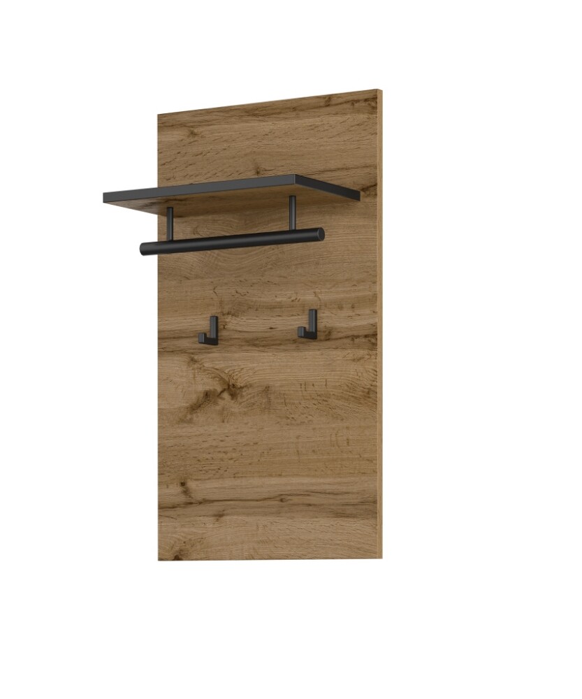 Nástěnný věšák BONIFACIO, dub wotan/černá