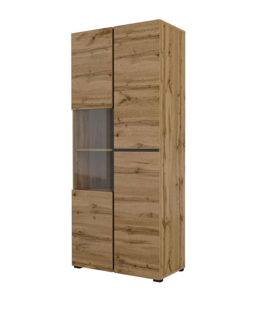 Vitrína BONIFACIO 3D, dub wotan/černá