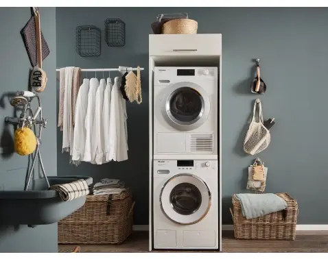 Skříň na pračku a sušičku Mr. Sauber, bílá