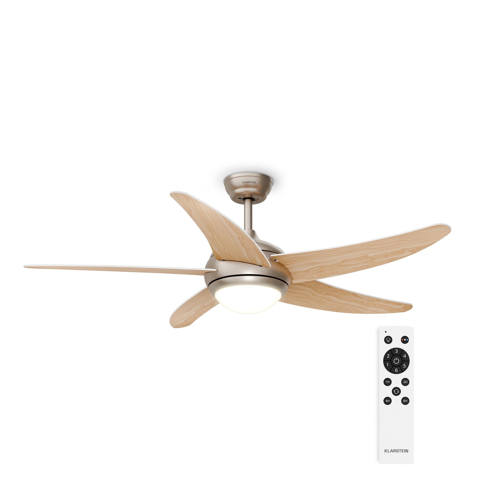 Klarstein Bolero stropní ventilátor se světlem | 132 cm | 35 W | Tichý provoz | Dřevo