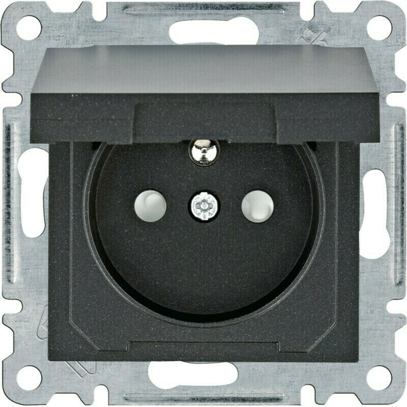 Zásuvka 230 V Hager lumina clonky černá mat