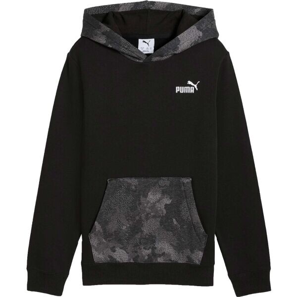 Puma ESSENTIALS CAMO HOODIE FL B Dětská mikina, černá, velikost