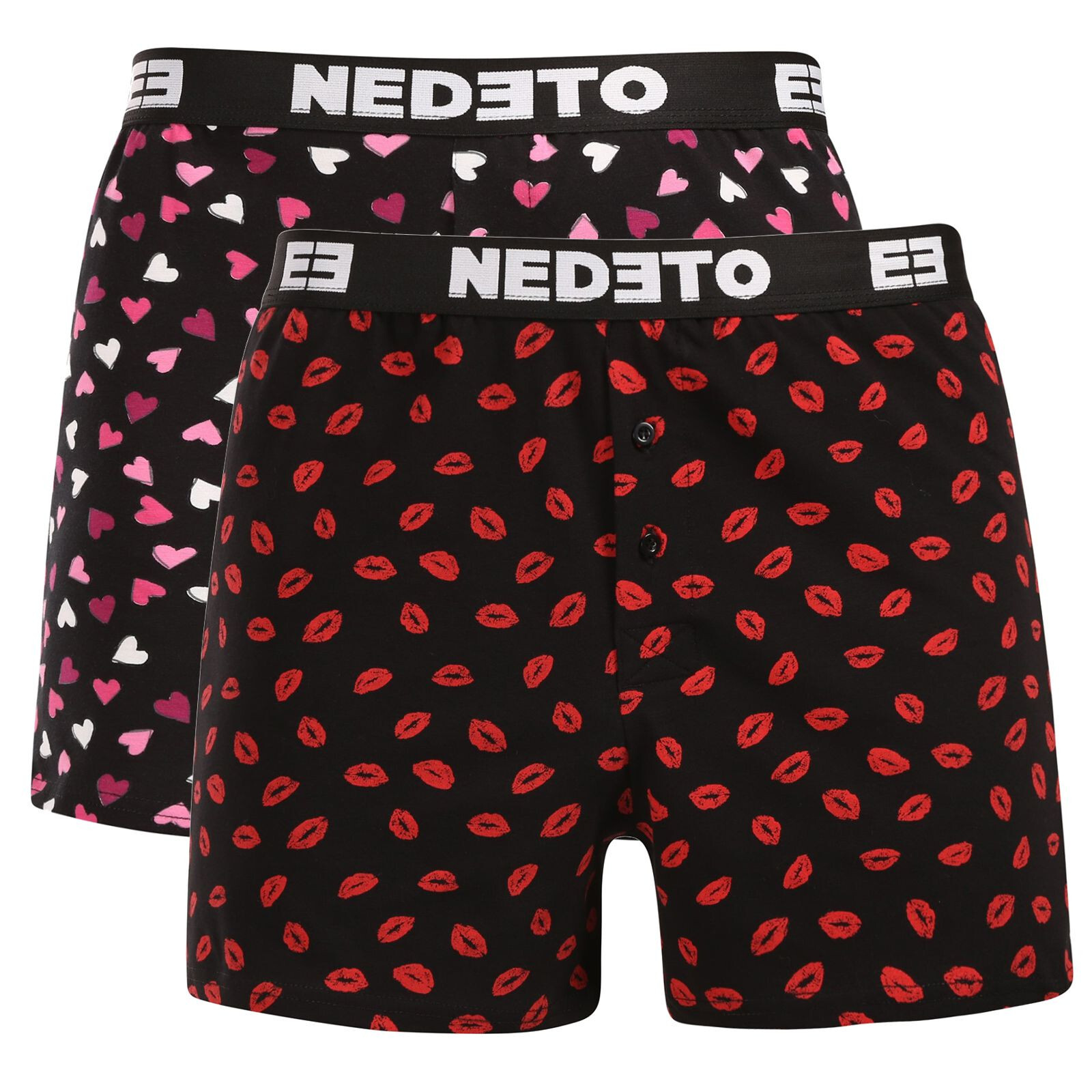 2PACK pánské trenky Nedeto Kiss and Hearts vícebarevné (2NGVL01) M, trenýrky