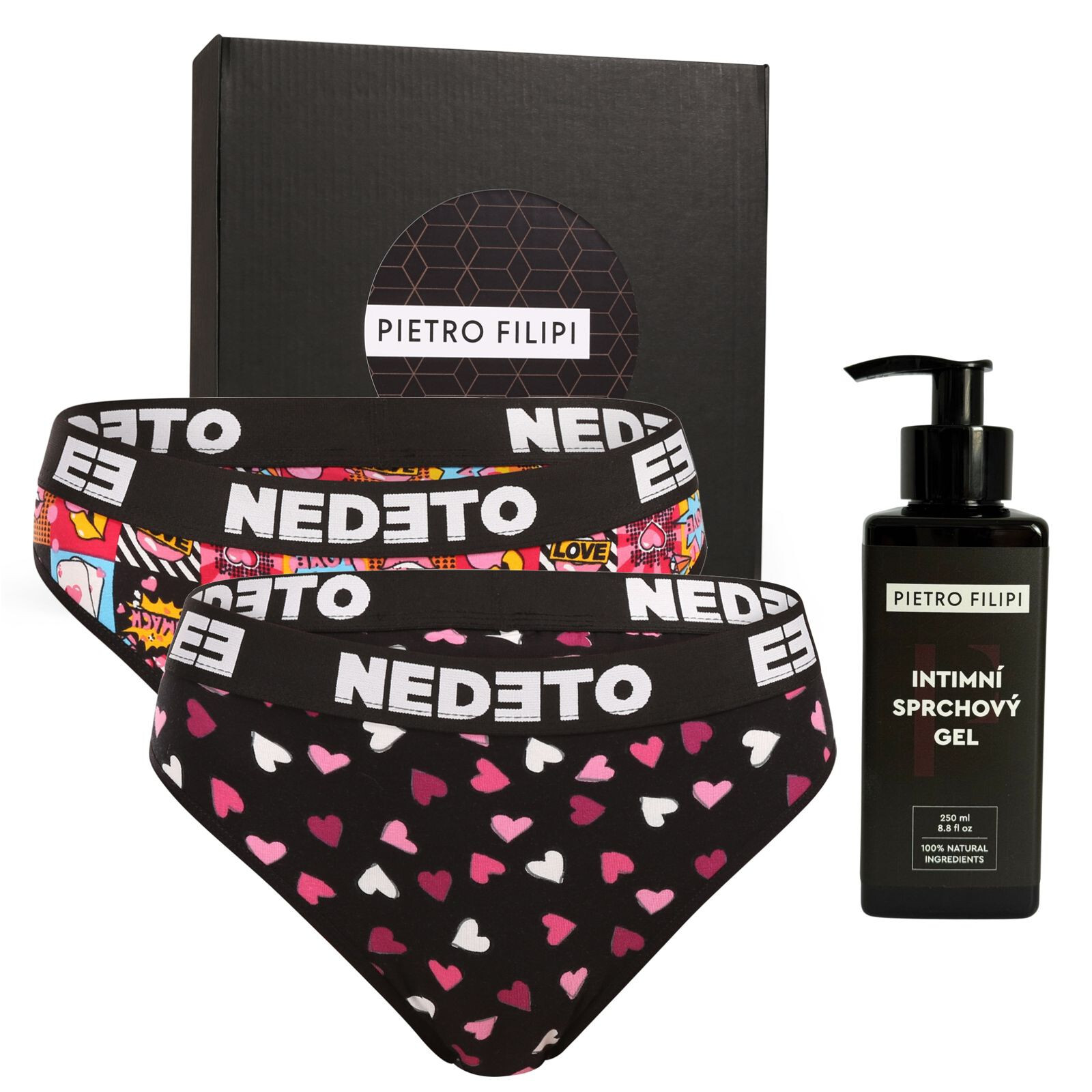 Dámská dárková sada 2PACK kalhotky Nedeto a intimní gel Pietro Filipi (3NPLIGL) S