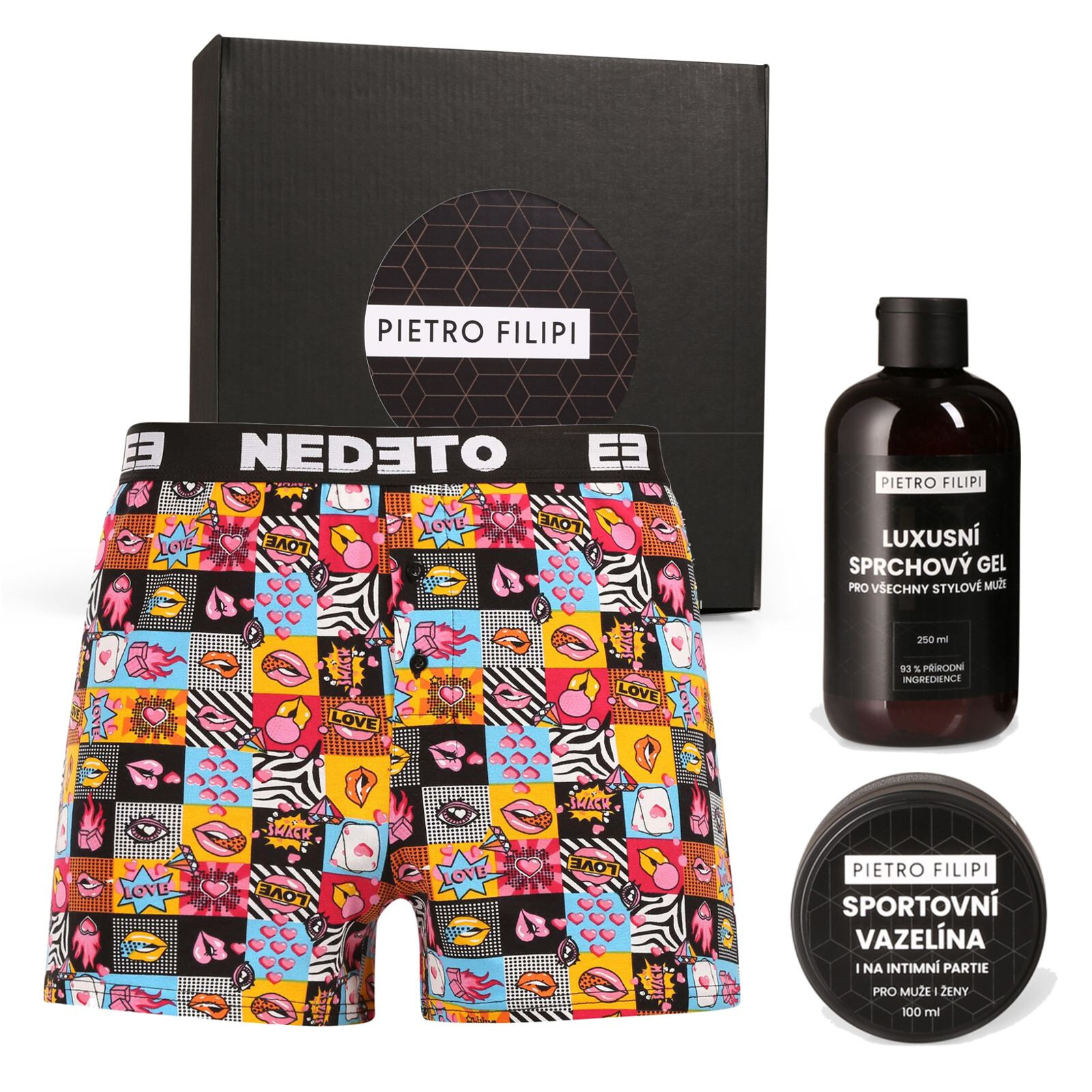 Pánská dárková sada trenky Nedeto a kosmetika Pietro Filipi (2NPGP1Z1L) M, trenýrky