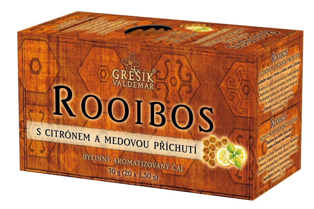 Valdemar Grešík Grešík Rooibos s citrónem a medovou příchutí 20 x 1,5 g