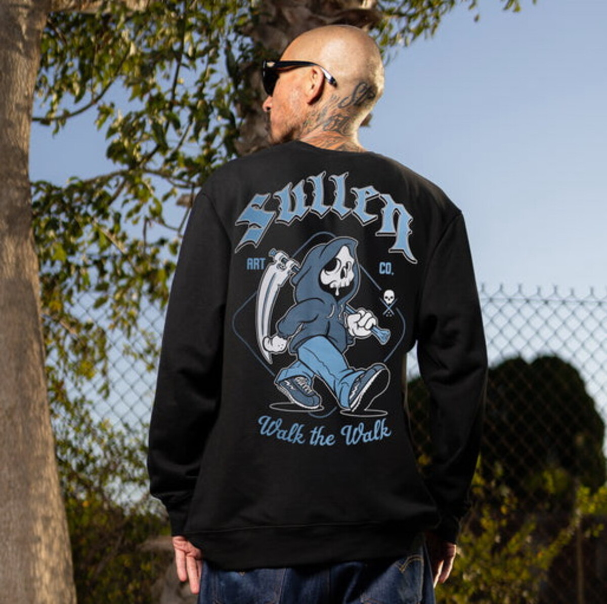 mikina bez kapuce pánské - WALK THE WALK - SULLEN - SCM6965_BK M