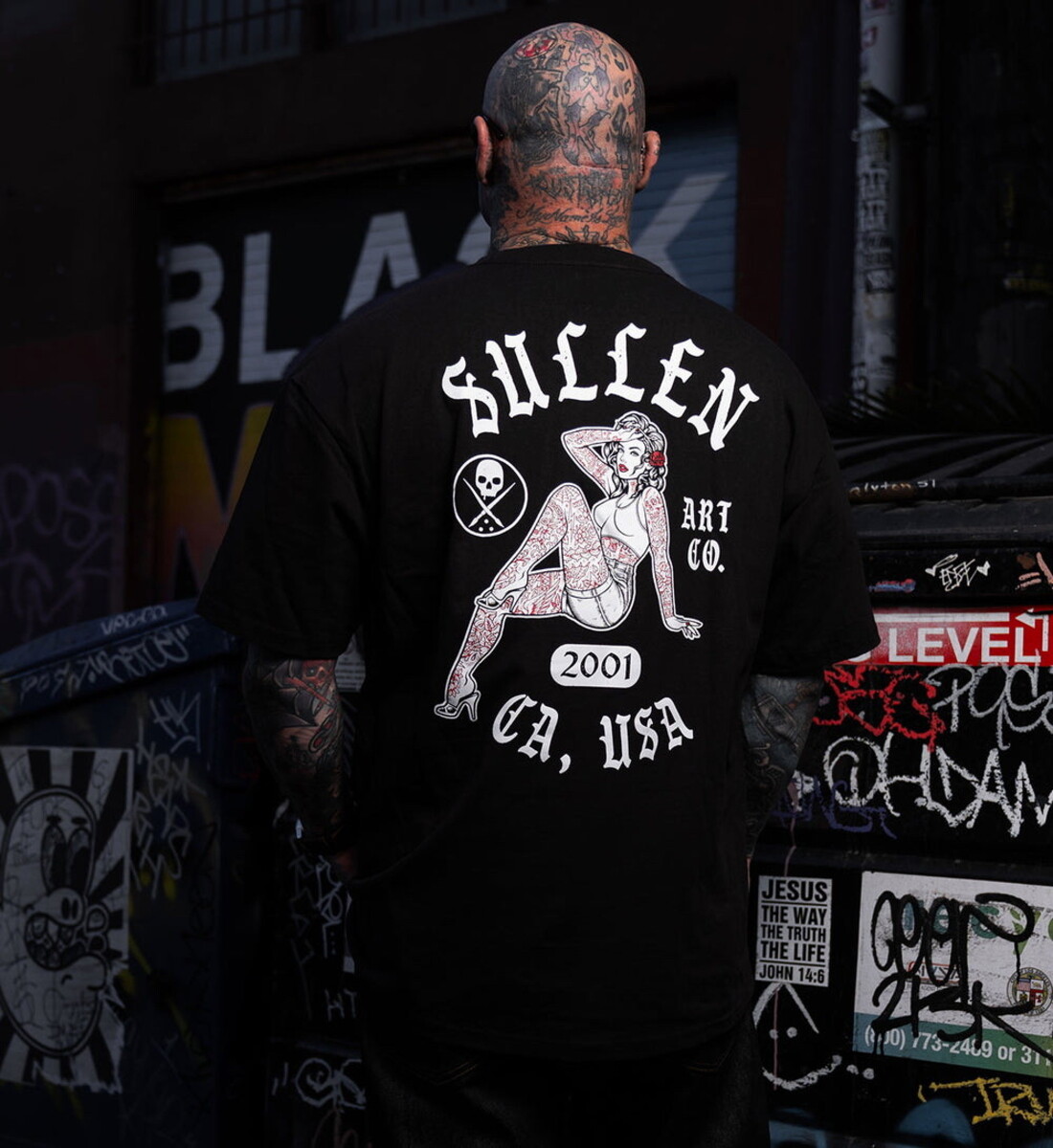 tričko hardcore pánské - CALI PIN UP - SULLEN - SCM7562_BK M