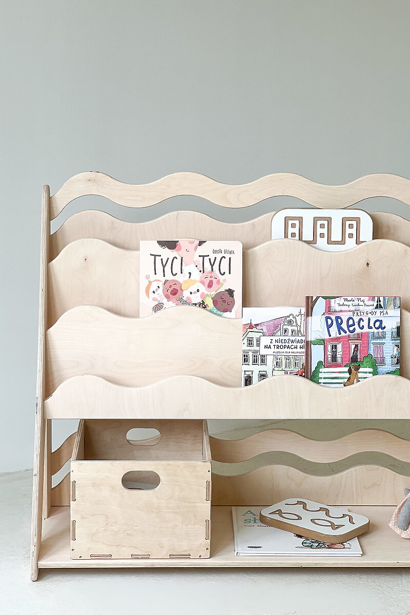 Ourbaby Bookcase for books and toys WAVE M natural