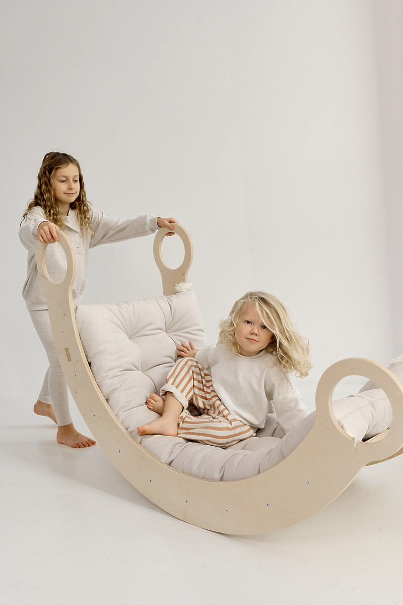 Dřevěná houpačka Montessori XL - přírodní