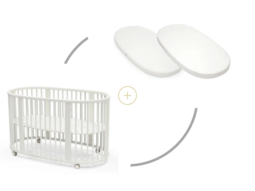 Stokke Postýlka Sleepi™ V3, White + prostěradlo + matrace