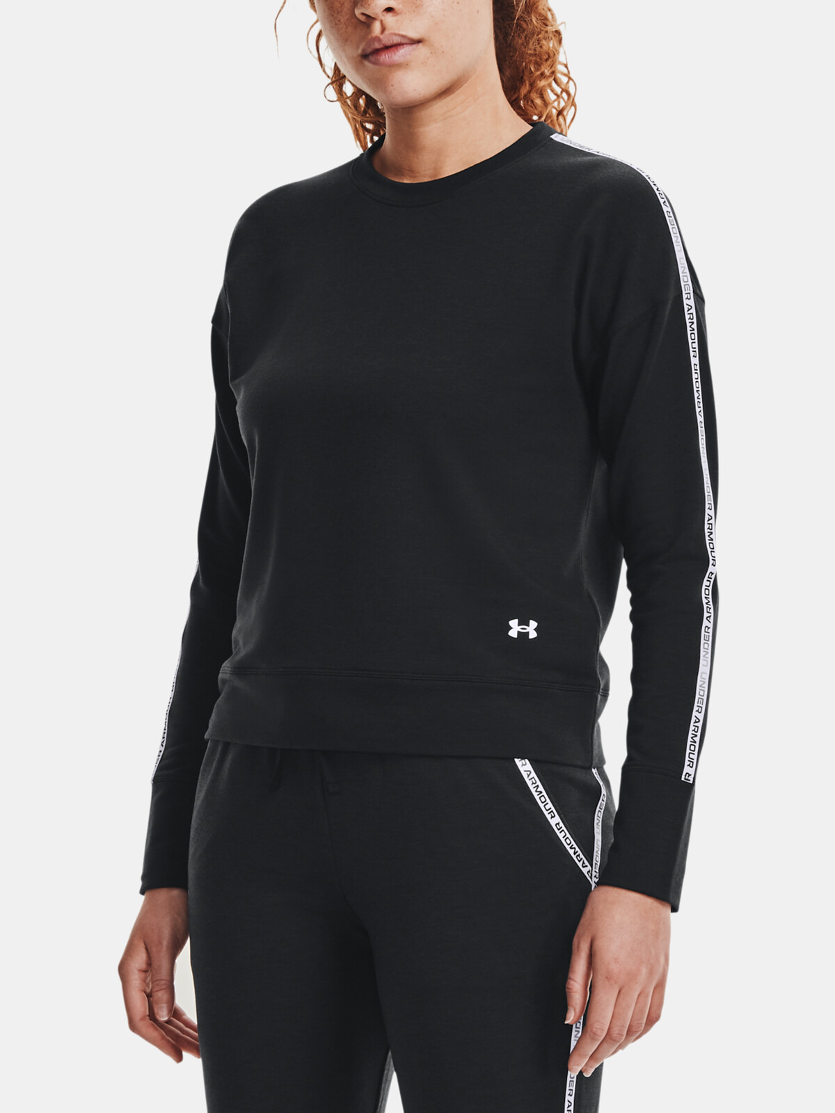 Under Armour MIkina Rival Terry Taped Crew-BLK - Dámské
