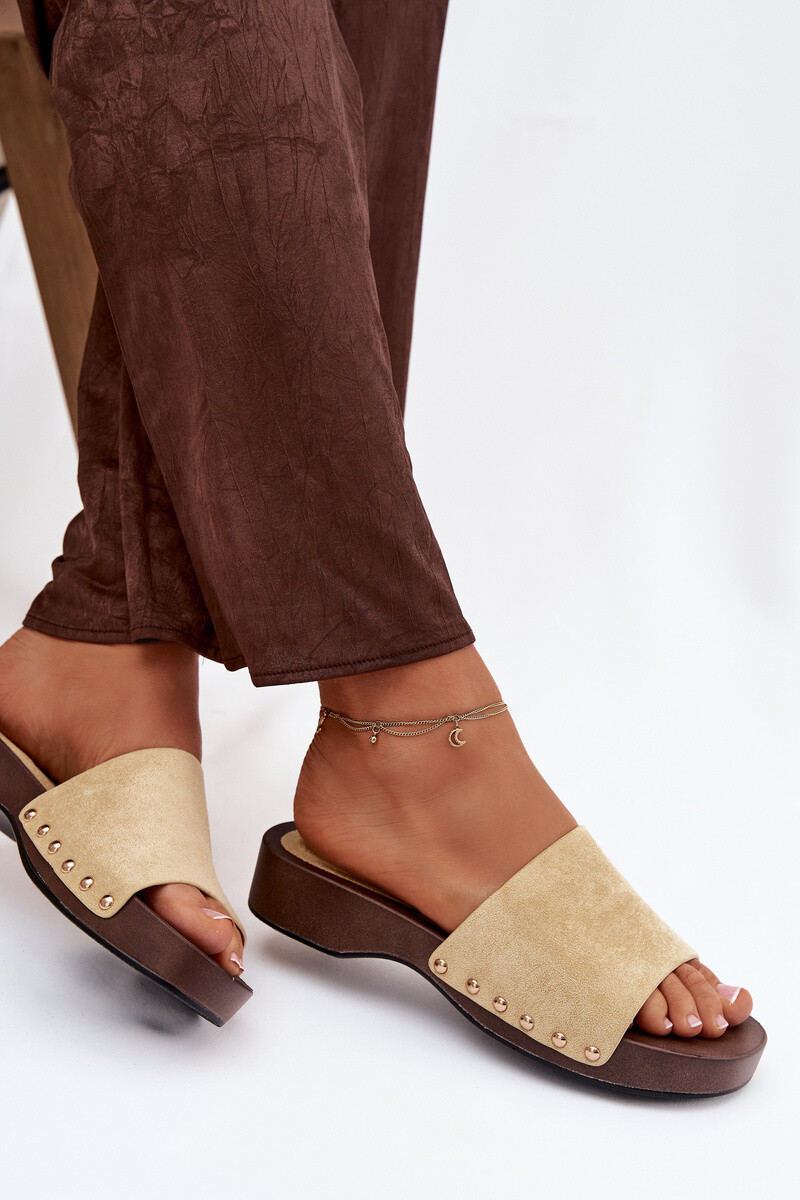 Dámské pantofle se zlatými přezkami Ferinna