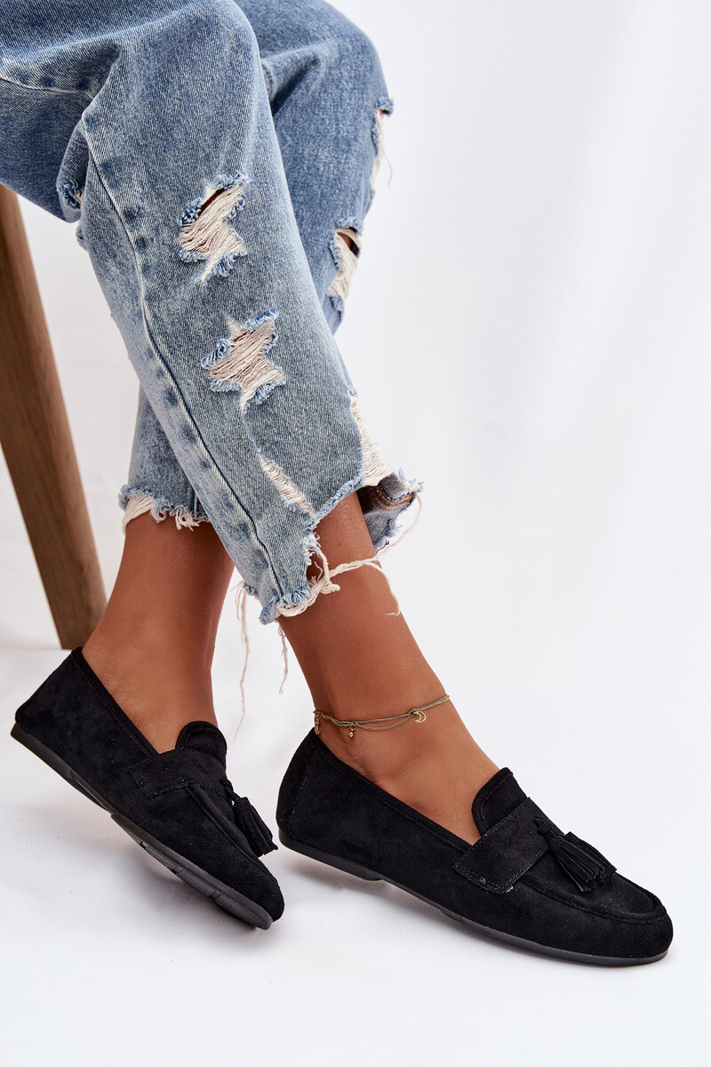 Dámské mokasíny s třásněmi černé Marilisse