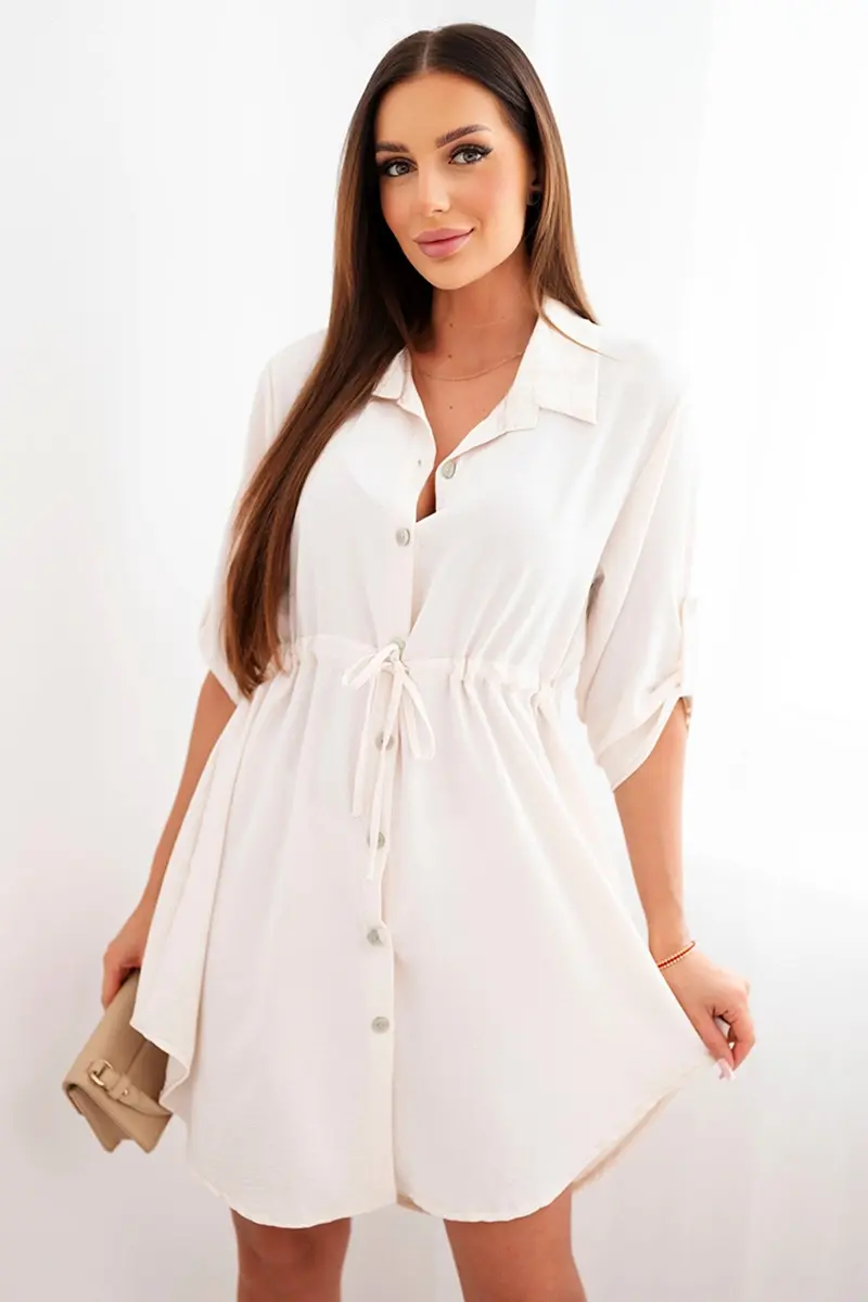 Kesi šaty s knoflíčky a vázáním v pase