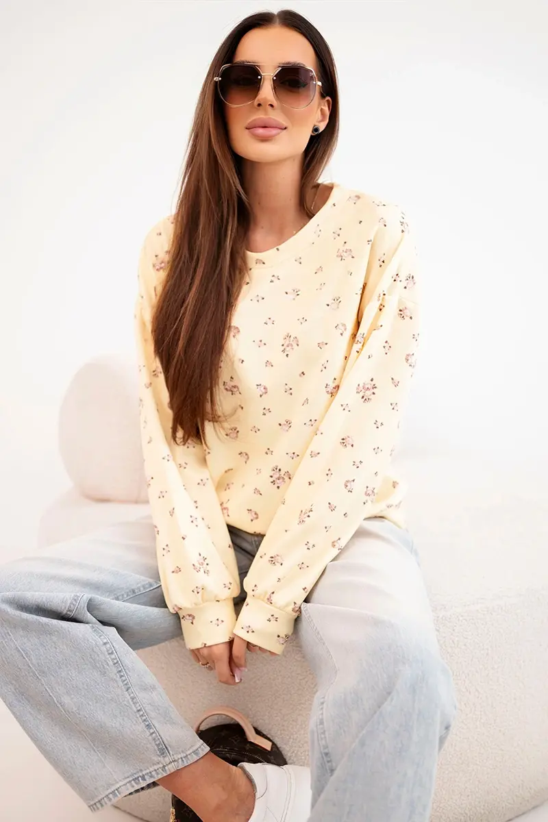 Dámská viskózová mikina s květinovým vzorem