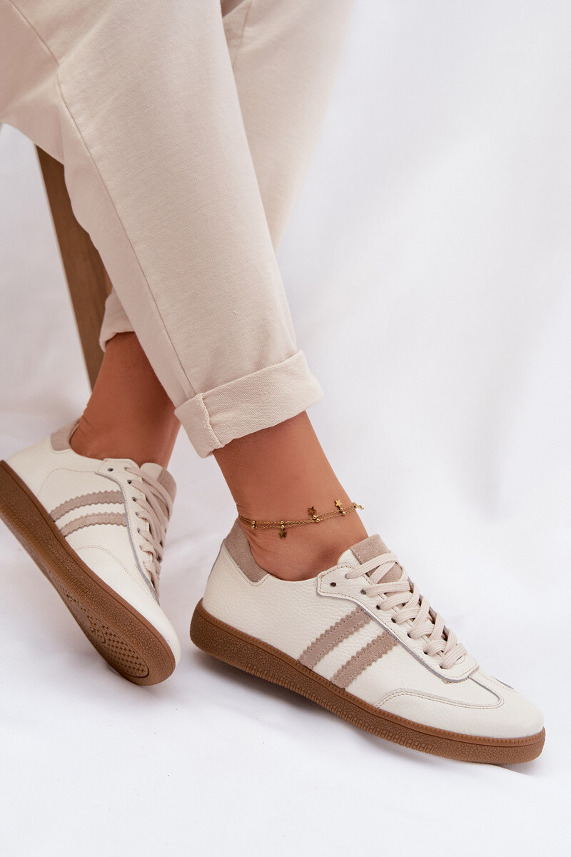 Dámské kožené nízké tenisky Zazoo N1068 béžové