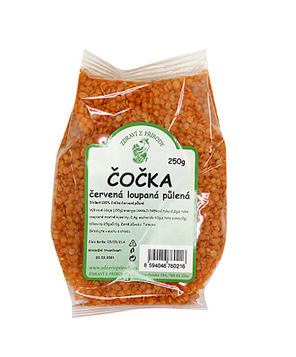 Zdraví z přírody Čočka červená loupaná 250g DMT 11/2025