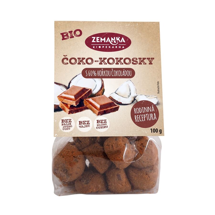 Zemanka Bio čoko-kokosky s 60% hořkou čokoládou 100 g DMT 01/2026