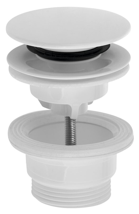 Bruckner Umyvadlová výpust 5/4“, click-clack, velká zátka, 4-45mm, ABS/bílá
