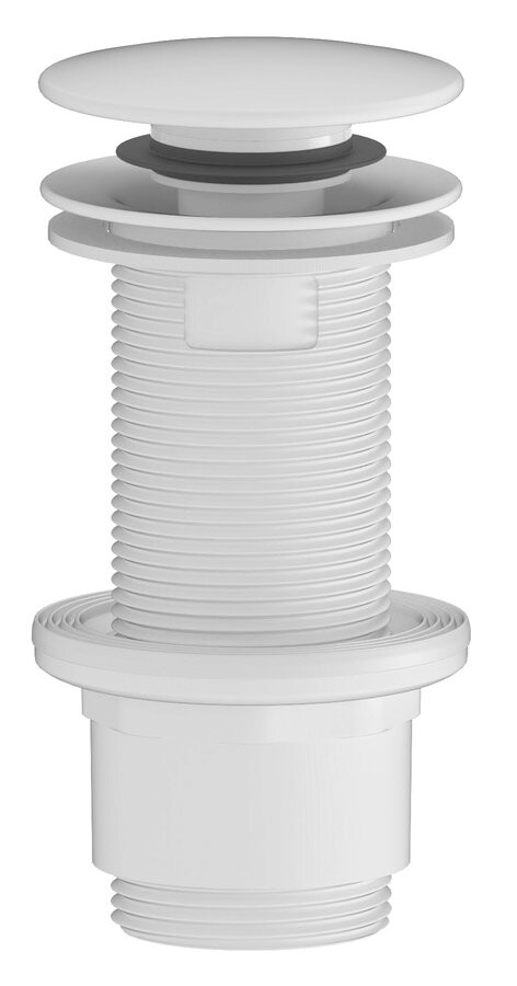 Sapho Umyvadlová výpust 5/4“, click-clack, velká zátka, 10-80mm, ABS/bílá mat