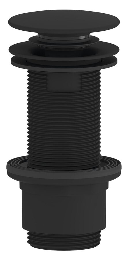 Sapho Umyvadlová výpust 5/4“, click-clack, velká zátka, 10-80mm, ABS/černá mat