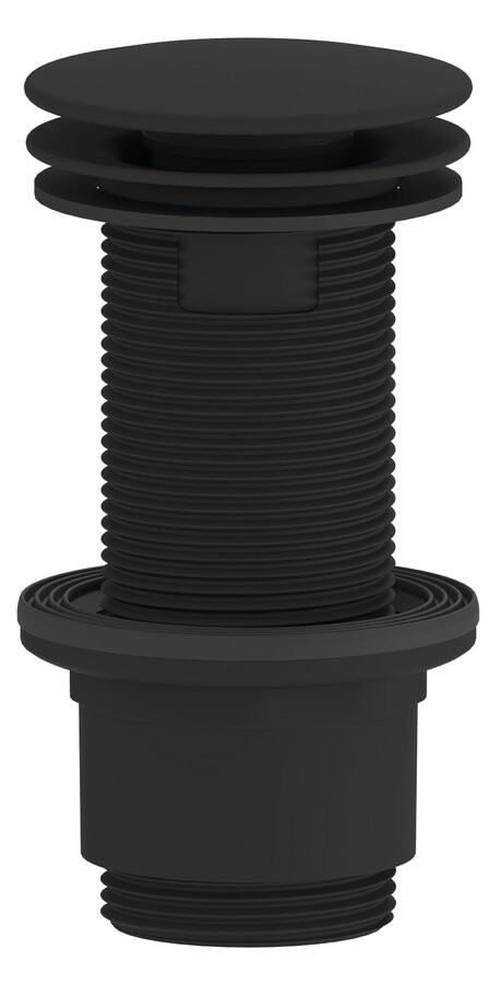 Sapho Umyvadlová výpust 5/4“, neuzavíratelná, velká zátka, 10-80mm, ABS/černá mat