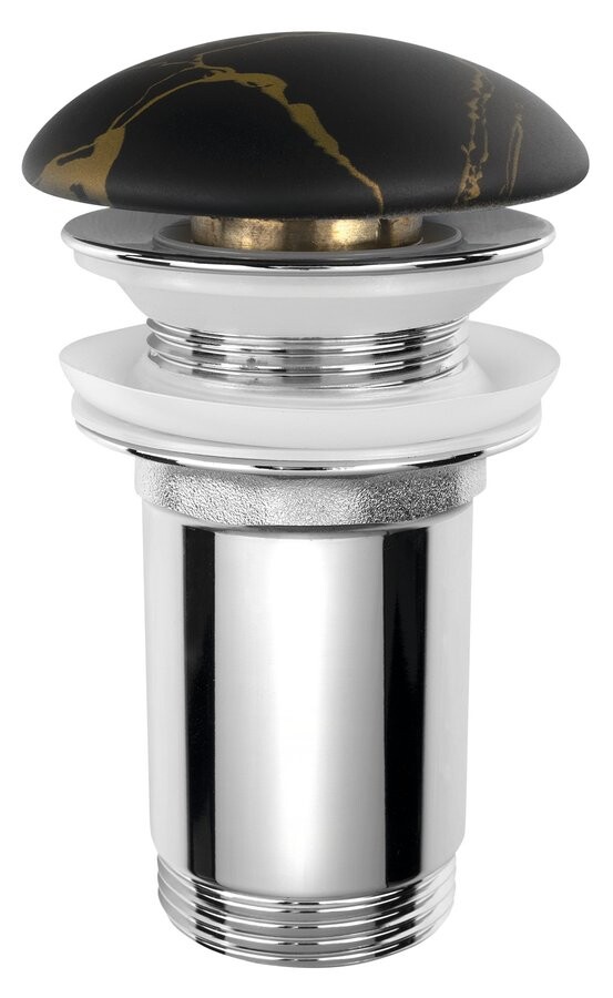 Sapho Umyvadlová výpust 5/4“, click-clack, keramická zátka, 10-50mm, portoro mramor