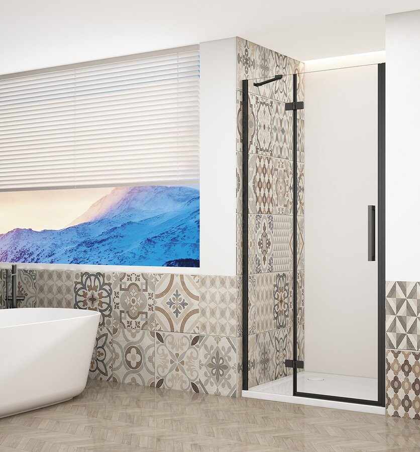 Gelco TRINITY BLACK sprchové dveře do niky 1100mm, čiré sklo, levé