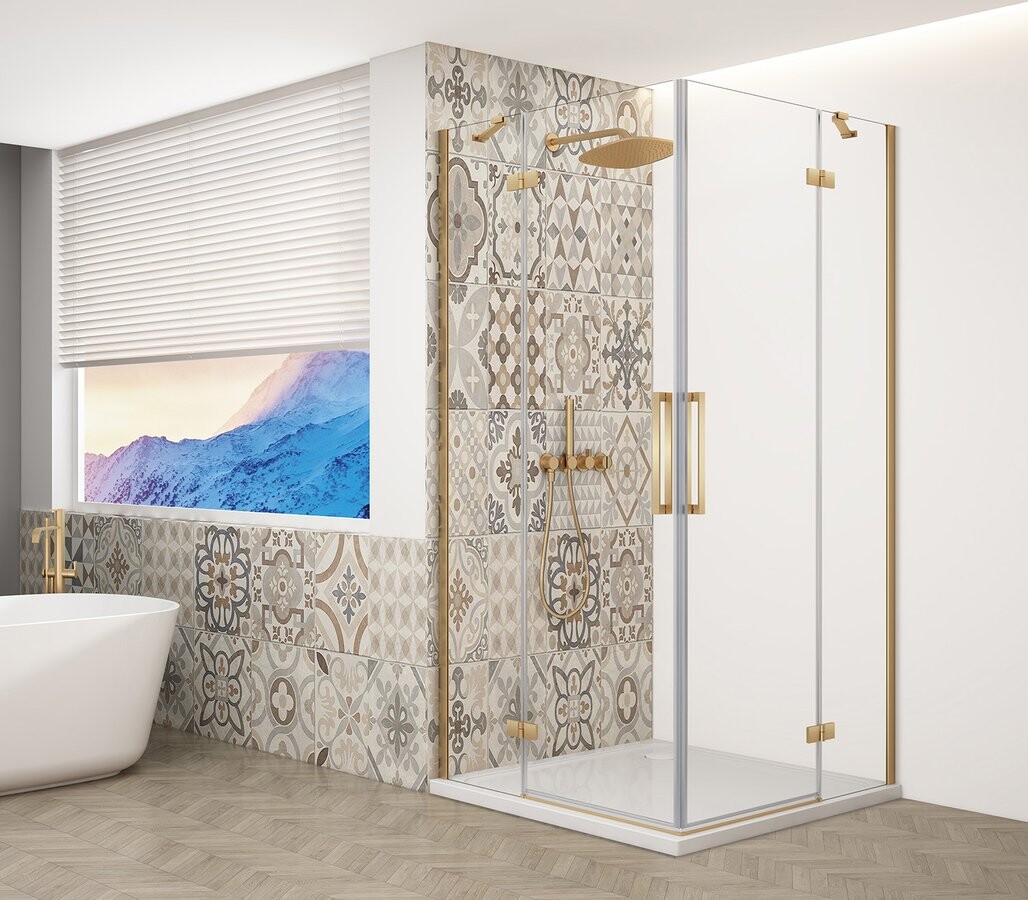 Gelco TRINITY GOLD MATT obdélníkový sprchový kout 1100x800mm, rohový vstup, čiré sklo