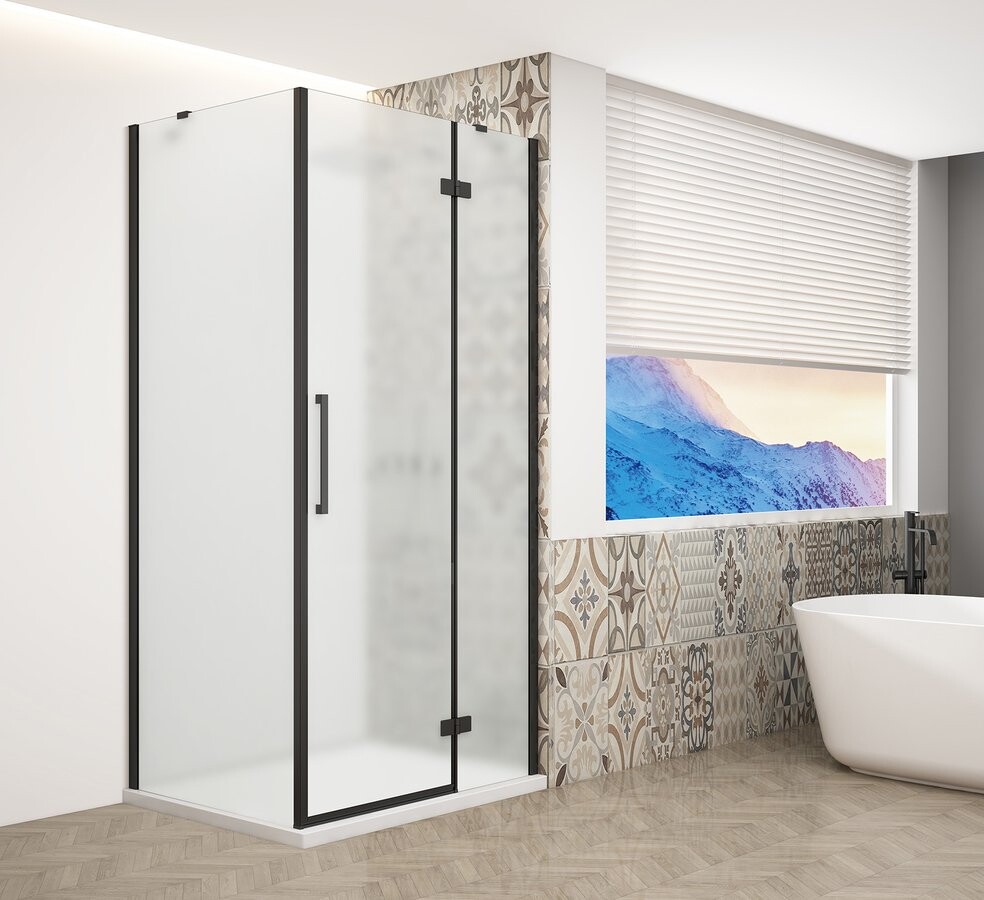 Gelco TRINITY BLACK obdélníkový sprchový kout 1200x800mm, matné sklo, pravé