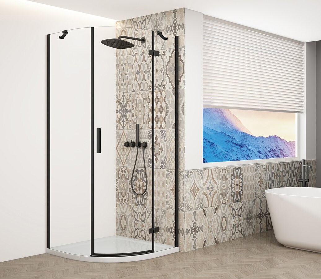 Gelco TRINITY BLACK čtvrtkruhový sprchový kout 900x900mm, čiré sklo, pravé