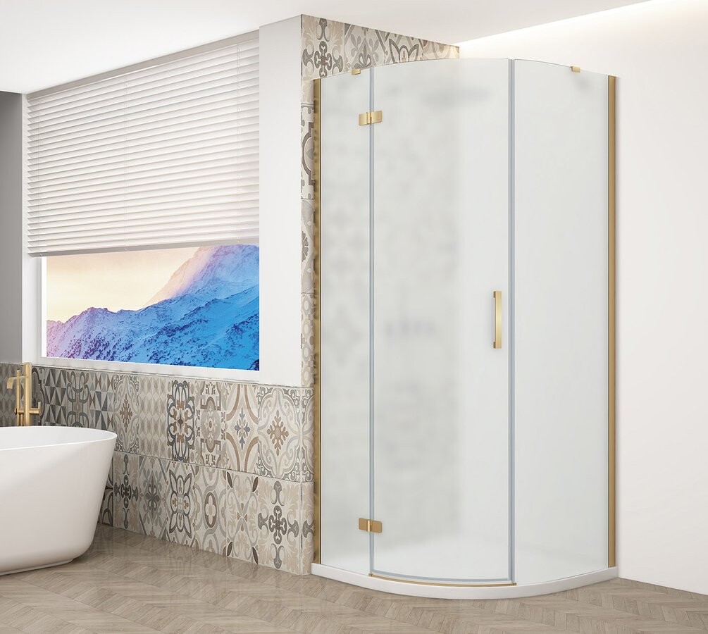 Gelco TRINITY GOLD MATT čtvrtkruhový sprchový kout 900x900mm, matné sklo, levé