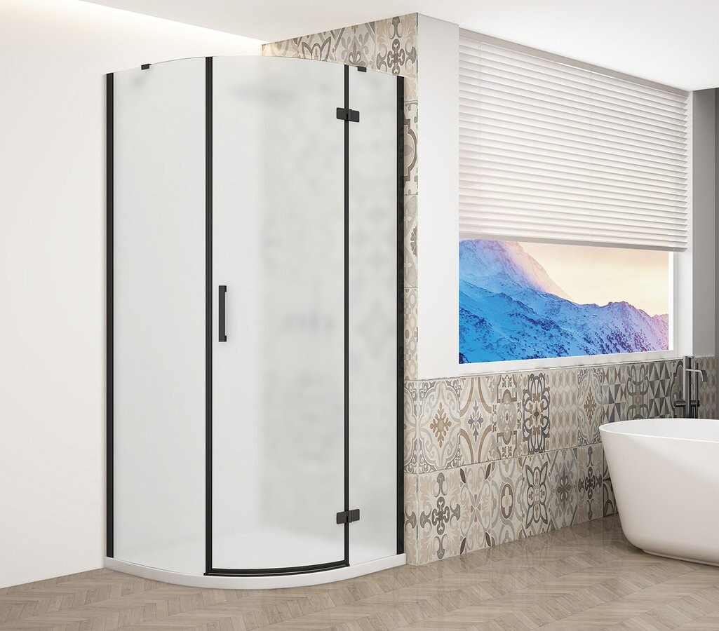 Gelco TRINITY BLACK čtvrtkruhový sprchový kout 900x900mm, matné sklo, pravé