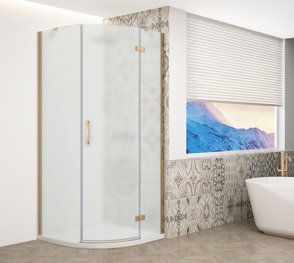 Gelco TRINITY GOLD MATT čtvrtkruhový sprchový kout 900x900mm, matné sklo, pravé